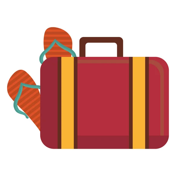 Suitcase travel with sandals — Stock Vector