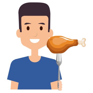 çatal Tavuk uyluk ile adam