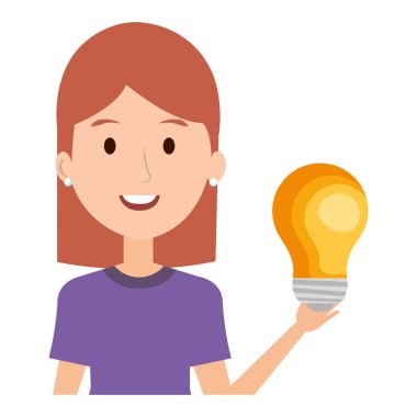 ampul ışığı ile kadın