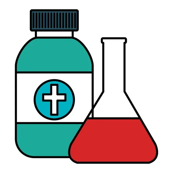 Medicine bottle with tube test — Stockvector