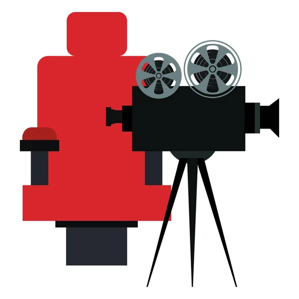 Chaise cinéma avec caméra vidéo — Image vectorielle