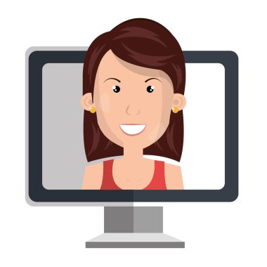 bilgisayar simgesi ile kadın