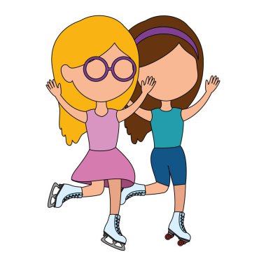 küçük kızlar arkadaşlar paten karakterler