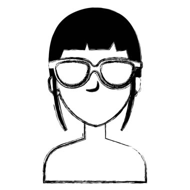 gözlüklü gömleksiz güzel ve genç kadın