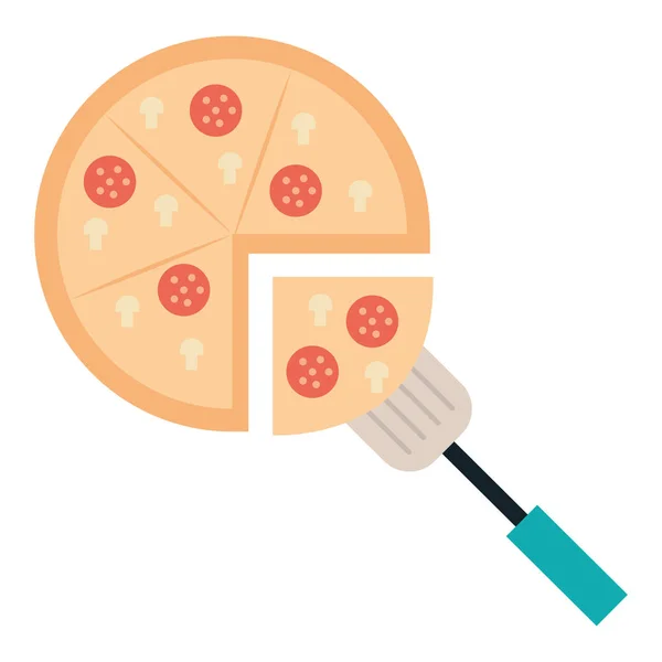Delicious italian pizza with spatula — Stock Vector