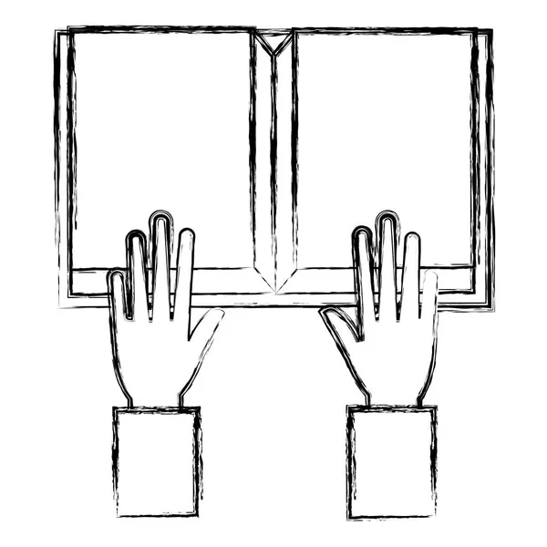 Руки с книжной школы — стоковый вектор