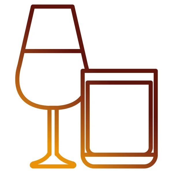 Tasse de vin avec verre à whisky — Image vectorielle