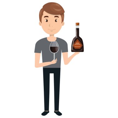 viski şişe içki ile adam