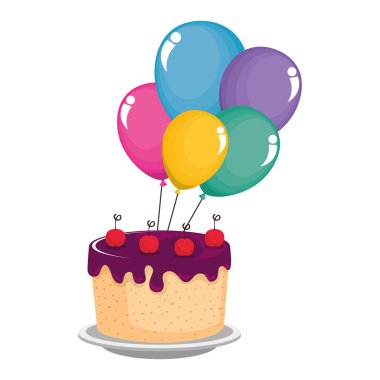 kiraz ve balonlar helyum ile lezzetli kek