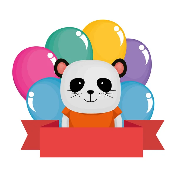 Schattige beer Panda met ballonnen helium karakter — Stockvector