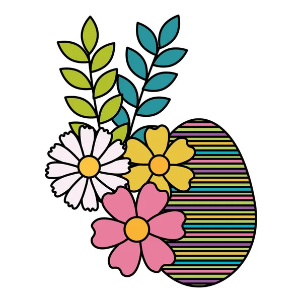 Egg paint easter with floral decoration — Stock Vector