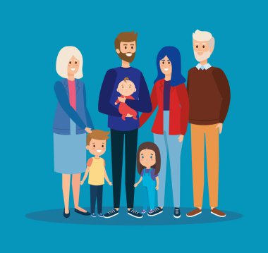 çocuklu ve büyükanne ve büyükbabalı anne ve babalar
