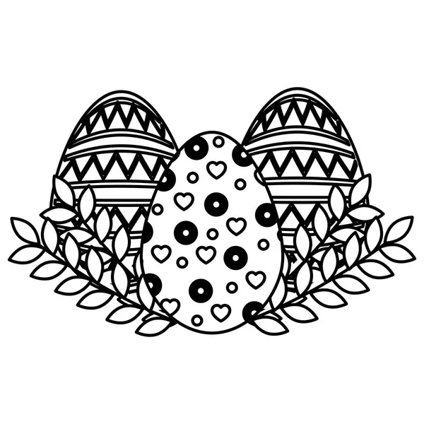Huevos pintar Pascua con decoración floral — Vector de stock