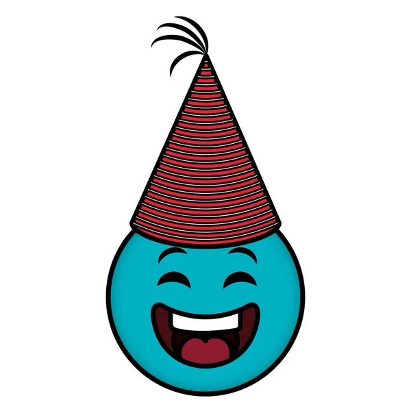 Visage emoji avec chapeau de fête — Image vectorielle