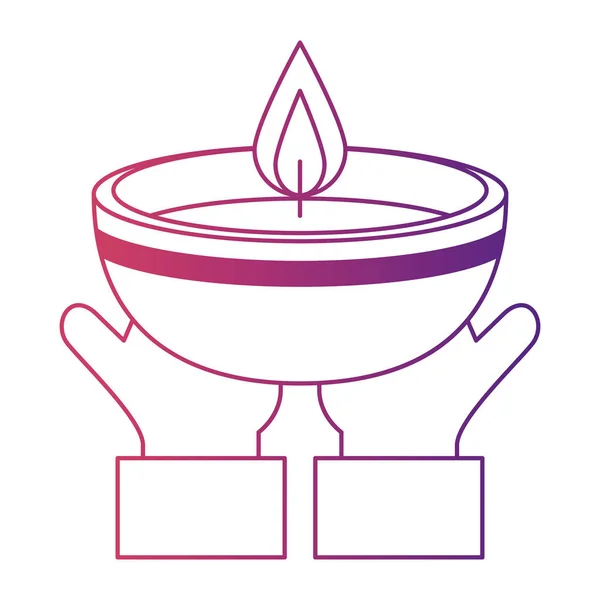 Manos con vela ceremonial icono aislado — Vector de stock