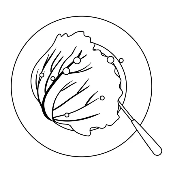 Вкусный овощной салат на тарелке и столовые приборы — стоковый вектор