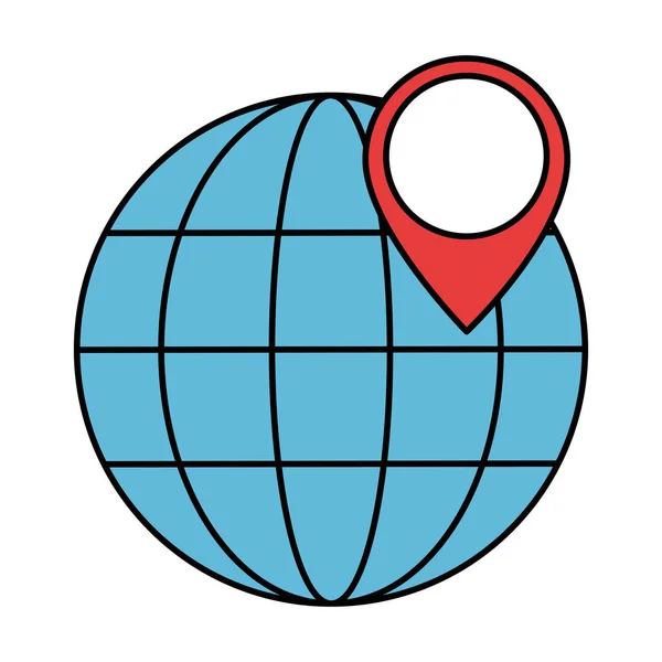 Sphere planet with pin location — Stock Vector