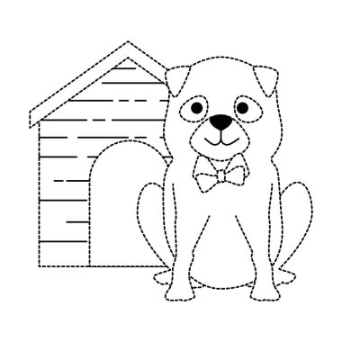 ahşap ev karakteri ile sevimli köpek ırkı