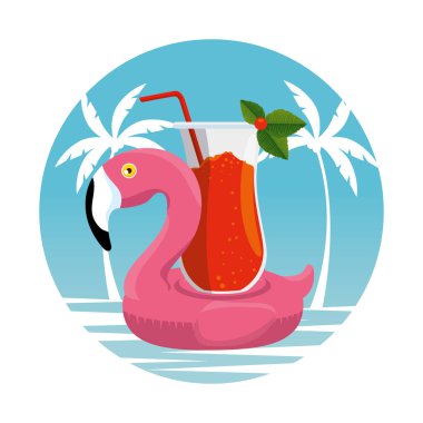 kokteyl içecek ile tropikal flaman float