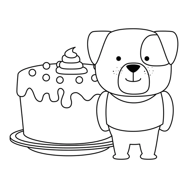 Schattige hond met zoete taart karakter — Stockvector