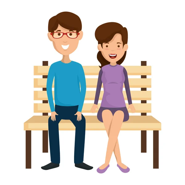Giovane coppia sulla sedia del parco — Vettoriale Stock