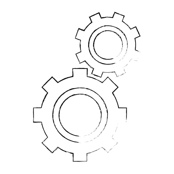 Gears machinery isolated icon — Stock Vector