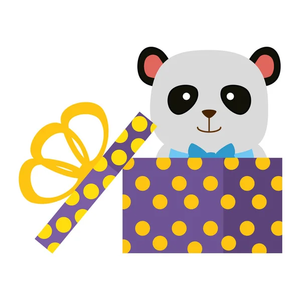 Schattige beer Panda in geschenk karakter — Stockvector