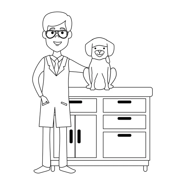 Tierarzt mit Hund in Schublade Avatarfigur — Stockvektor
