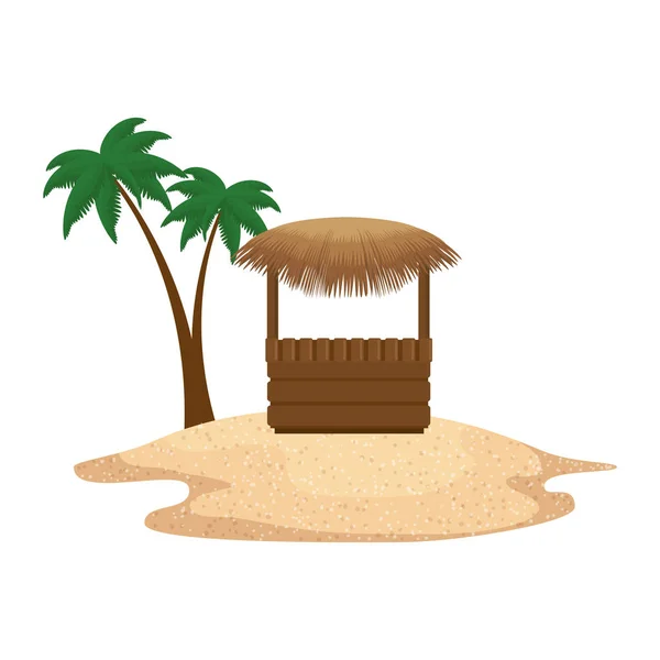 Playa paisaje marino escena icono — Vector de stock