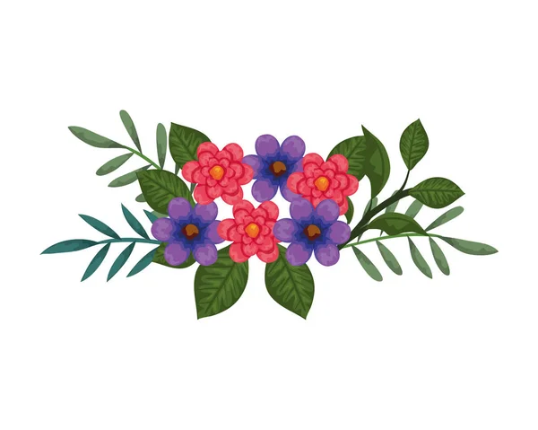 Belas flores e folhas decoração — Vetor de Stock
