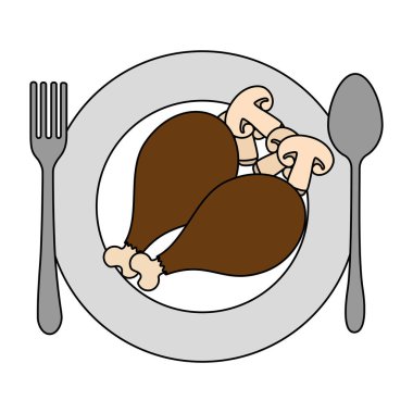 baget tavuk ve mantar ile çanak