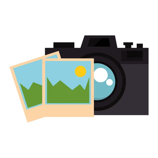 Photographic camera with pictures — Stock Vector