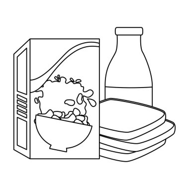 ekmek ve süt şişesi ile tahıl kutusu