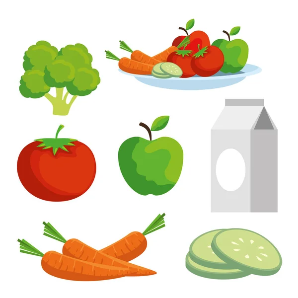 Set vegetables and fruits to health lifestyle — Stock Vector