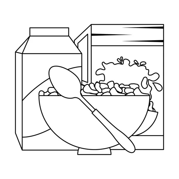 Зернова коробка з молоком і стравою — стоковий вектор