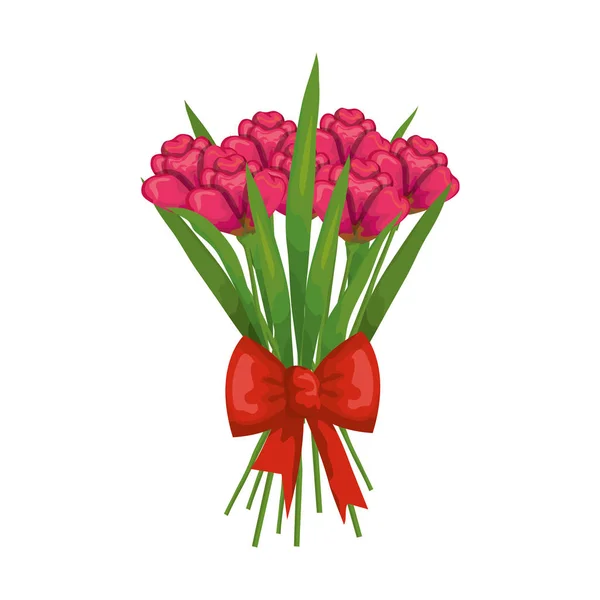 Ramo de rosas bonitas con corbata — Vector de stock