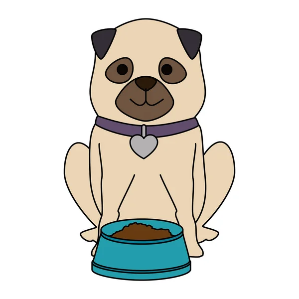 Race de chien mignon avec le caractère de la nourriture plat — Image vectorielle