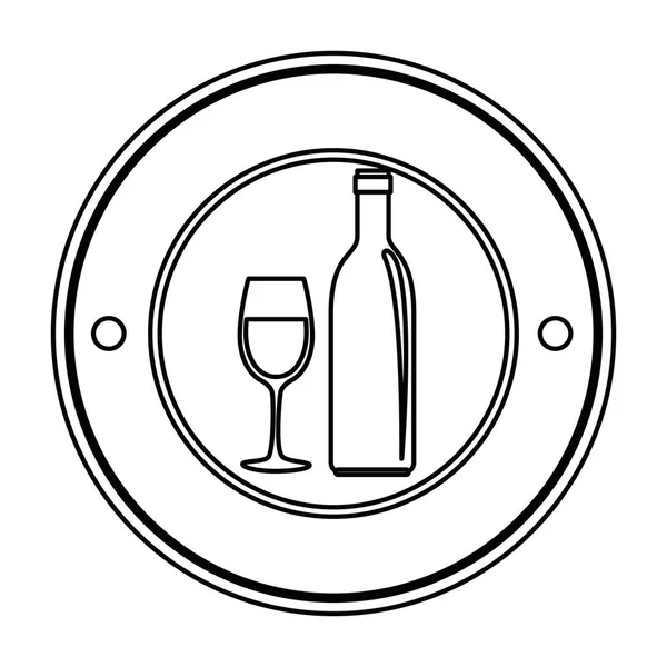 Láhev na víno a pečeť těsnění poháru — Stockový vektor