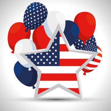 yıldız abd bayrağı ve balonlar emek günü kutlamak için