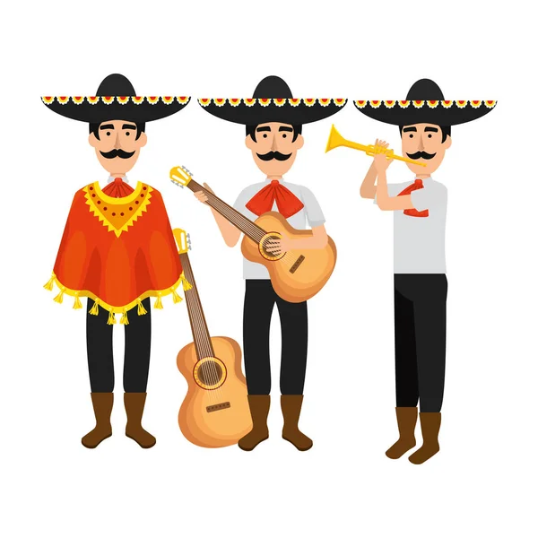 Grupo de mariachis mexicanos — Vector de stock