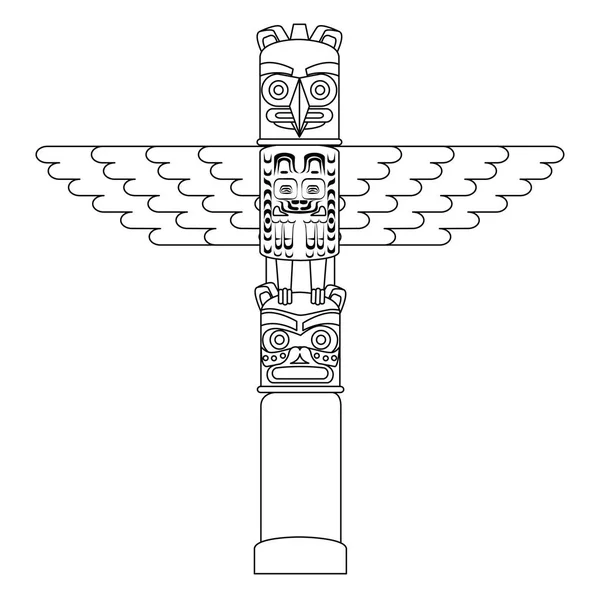 Ícone totem de madeira canadense —  Vetores de Stock