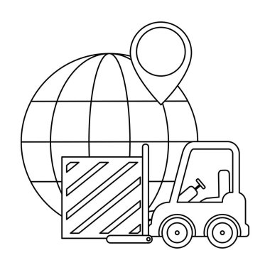 ahşap kutu ve gezegen ile forklift