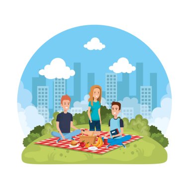 piknik partisinde bir grup insan