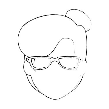 gözlük kafa karakteri ile güzel ve genç kadın