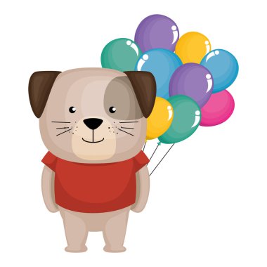 balonlar helyum karakteri ile sevimli köpek