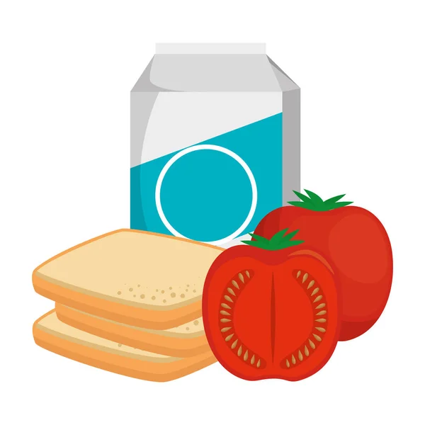 Mjölk Box Pack med tomat — Stock vektor