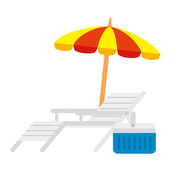 Chaise de plage avec parasol — Image vectorielle