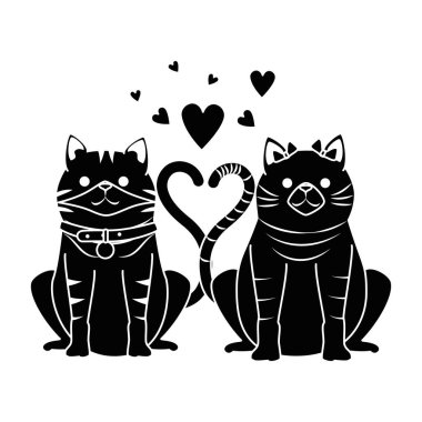 kalpleri karakterleri ile sevimli çift kedi maskotlar