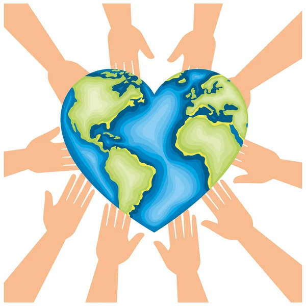 Community hands with world planet earth — Stock Vector