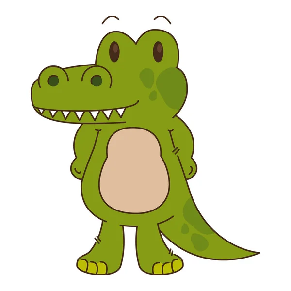 Mignon et adorable caractère de crocodile — Image vectorielle